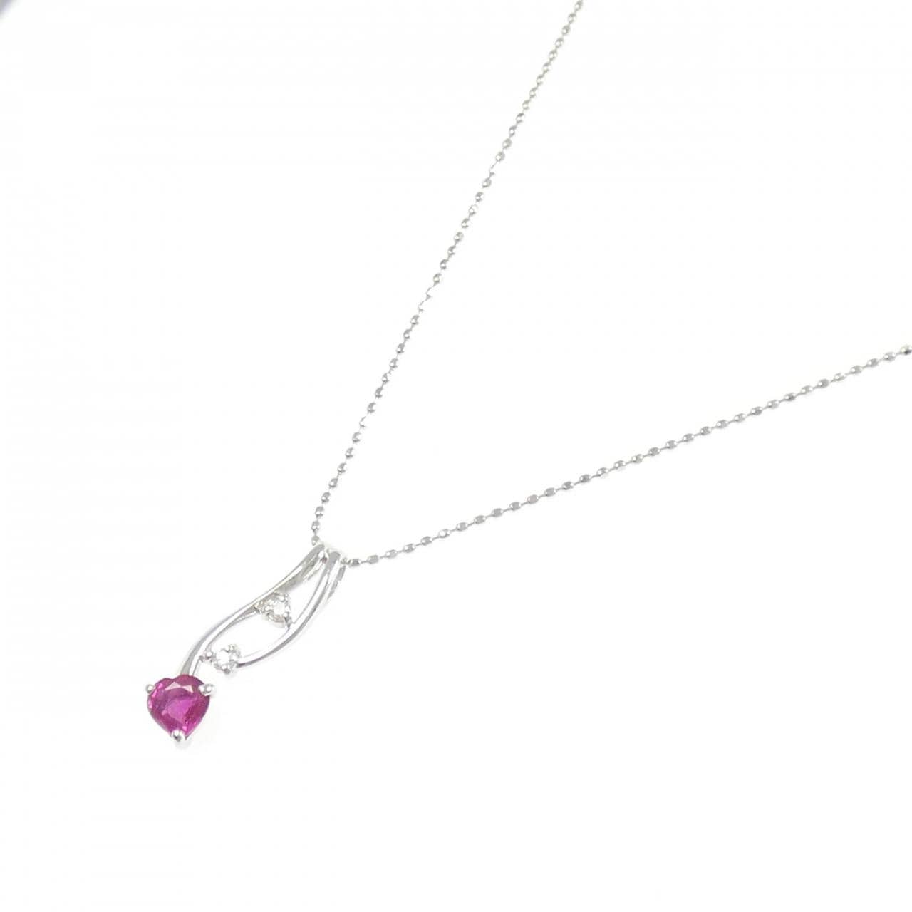 K18WG ルビー ネックレス 0.25CT