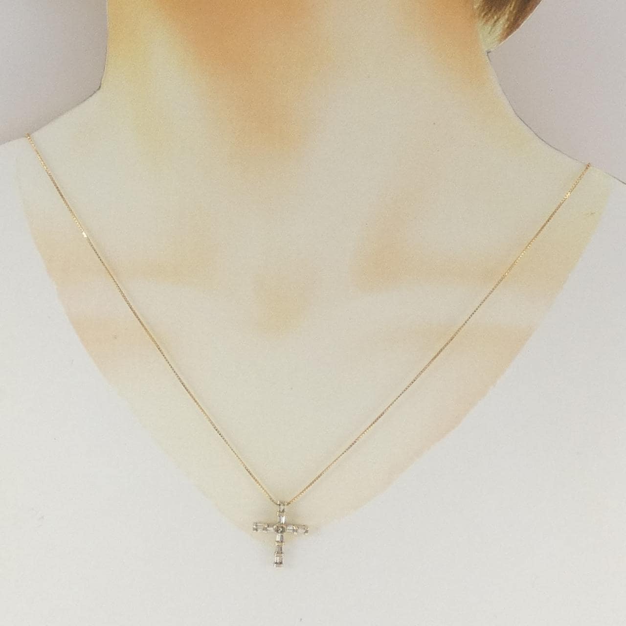 K18YG クロス ダイヤモンド ネックレス 0.33CT