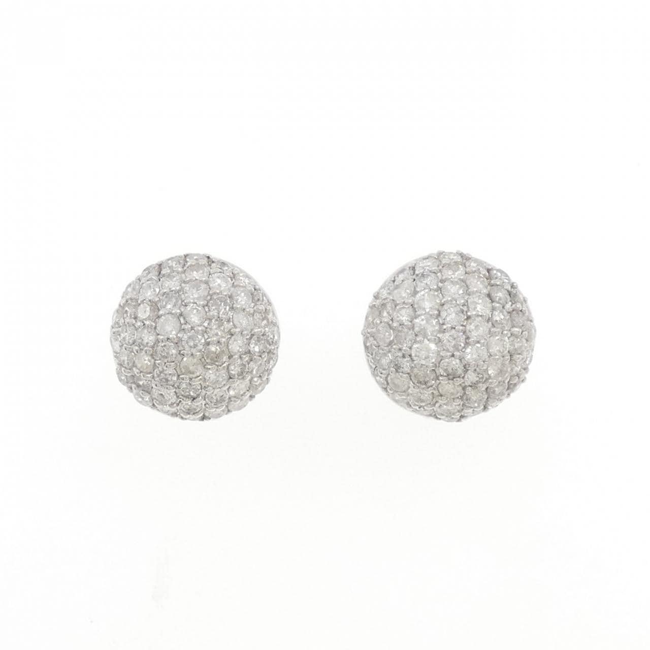 K18WG パヴェ ダイヤモンド イヤリング 2.12CT