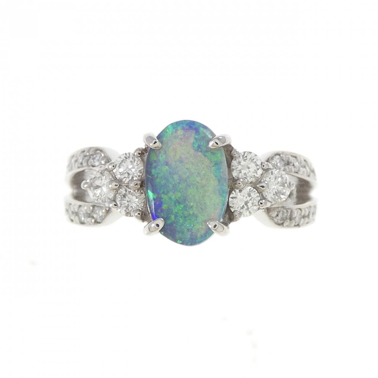 K18WG ブラックオパール リング 0.85CT