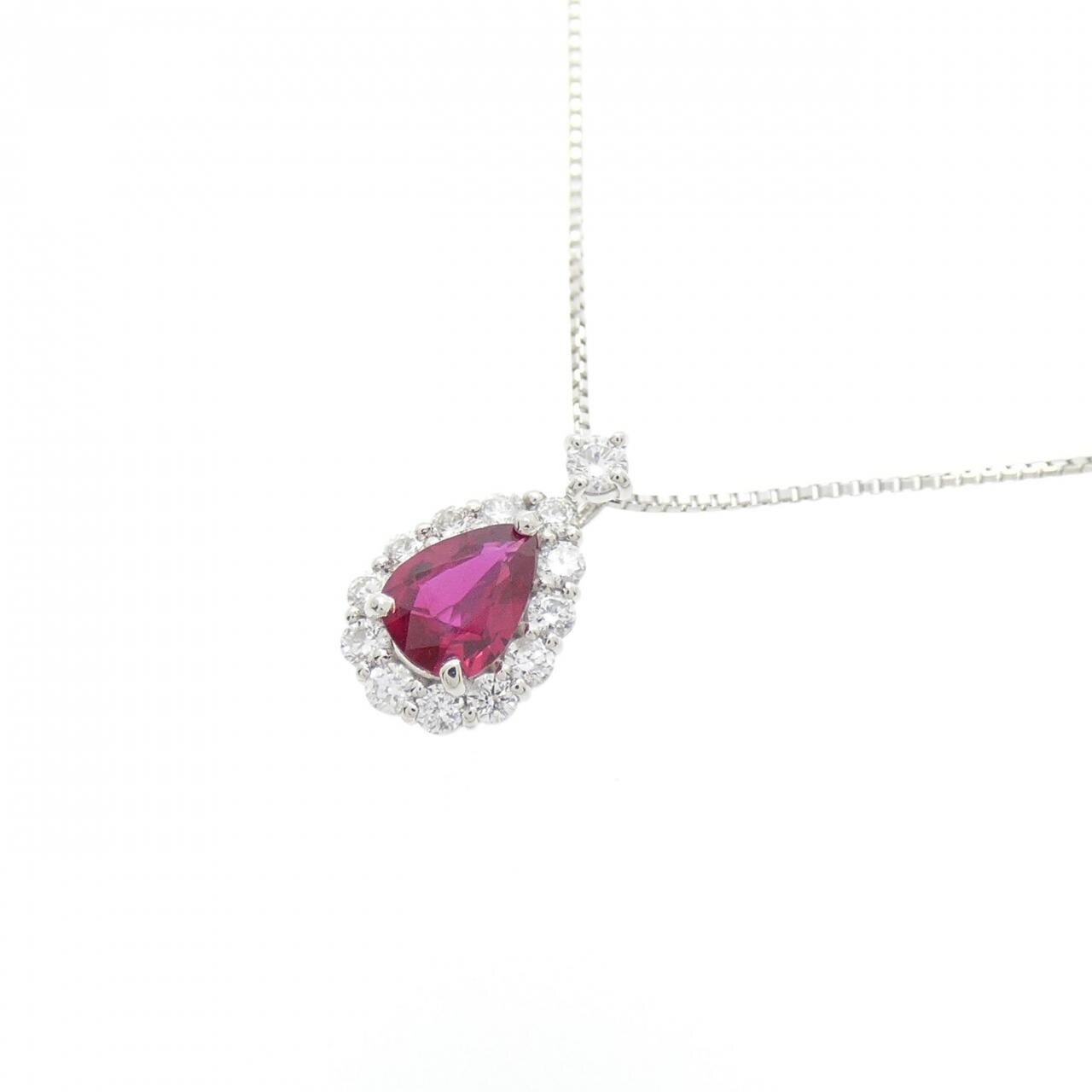 【新品】PT900/PT850 ルビー ネックレス 0.36CT