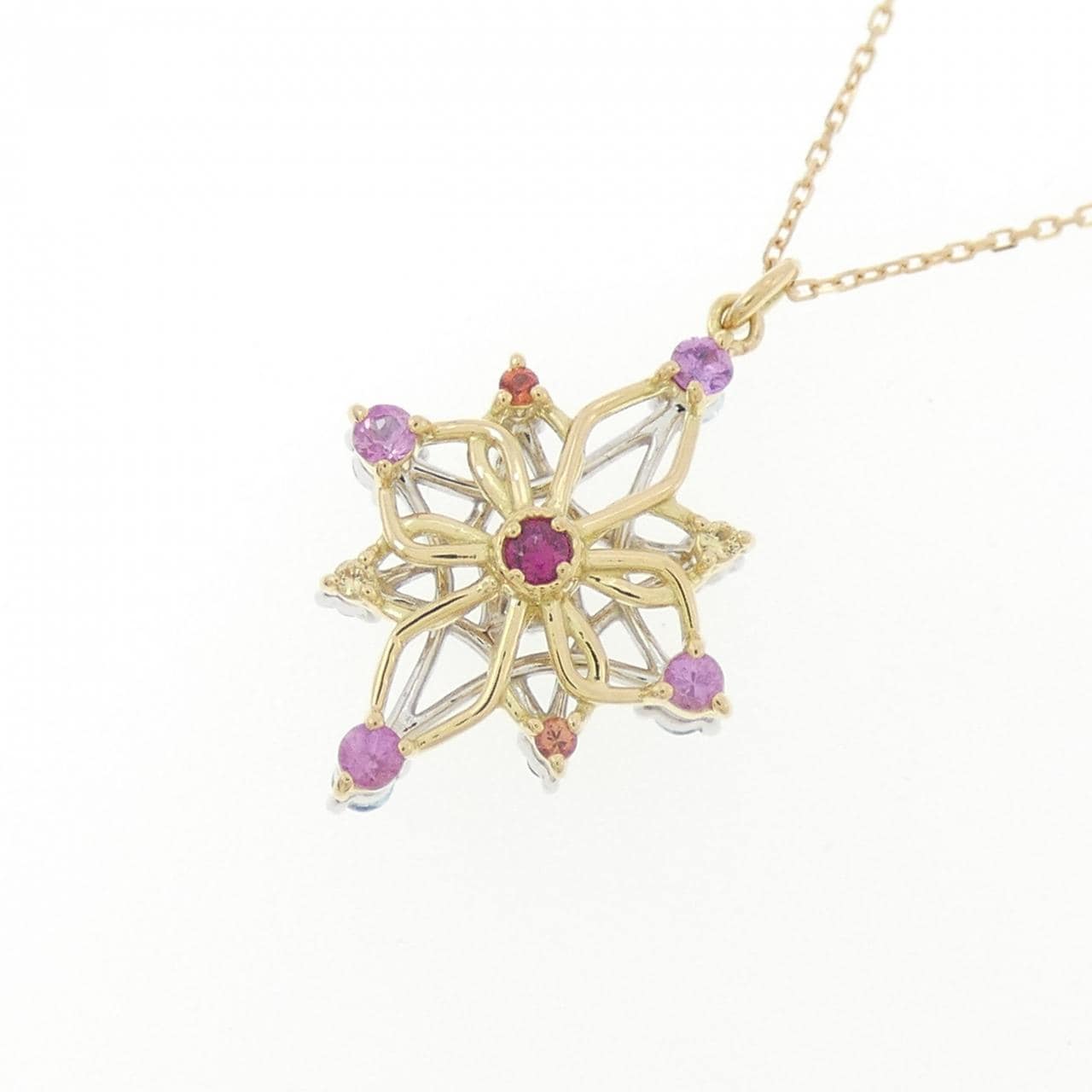 K18YG/K18WG カラーストーン ネックレス