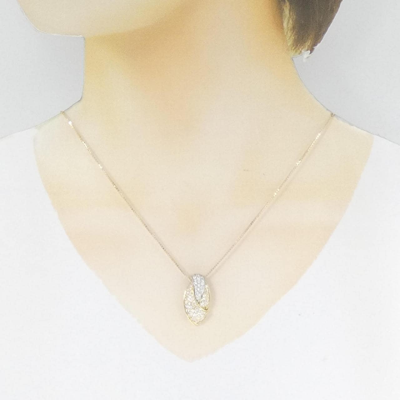 K18YG/PT Pave Diamond Necklace 1.40CT
