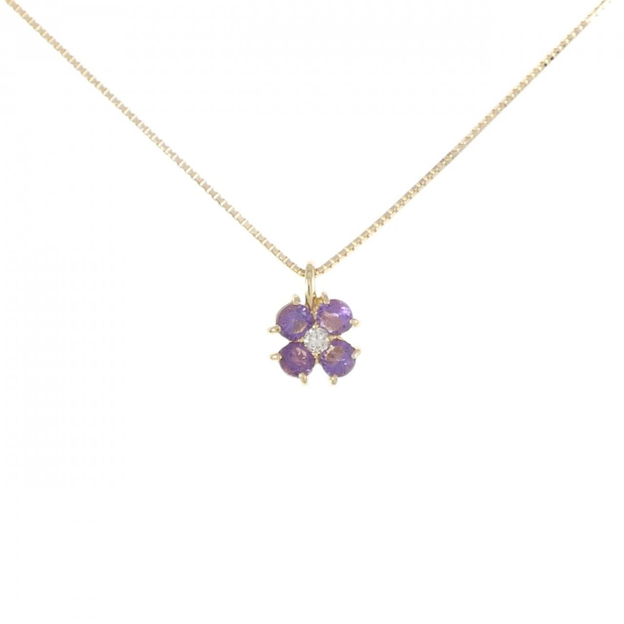 K18YG flower amethyst necklace