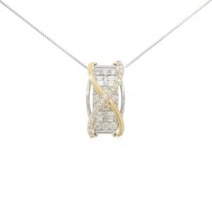 【新品】PT900/K18YG/PT850 ダイヤモンド ネックレス 1.00CT