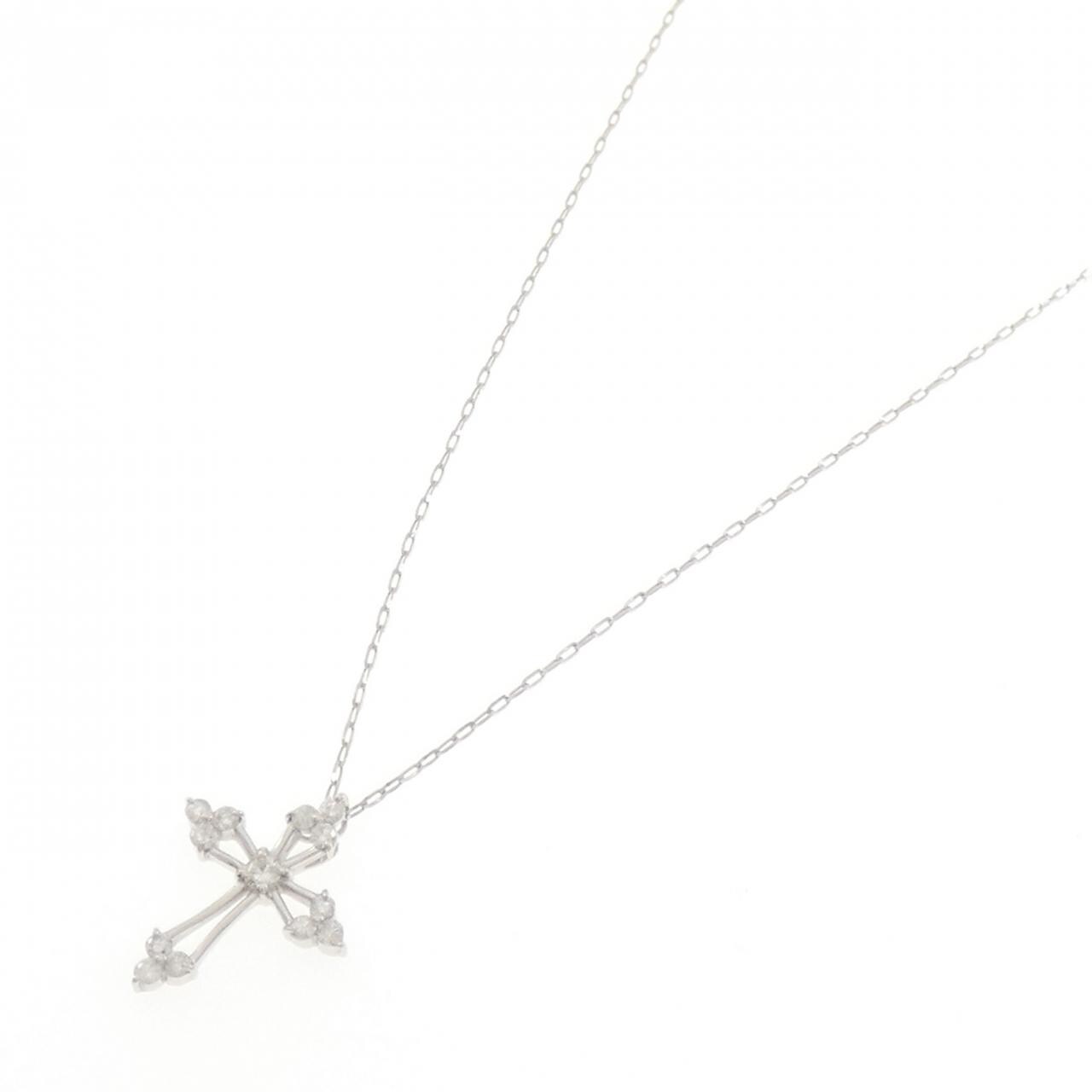 K18WG クロス ダイヤモンド ネックレス 0.30CT