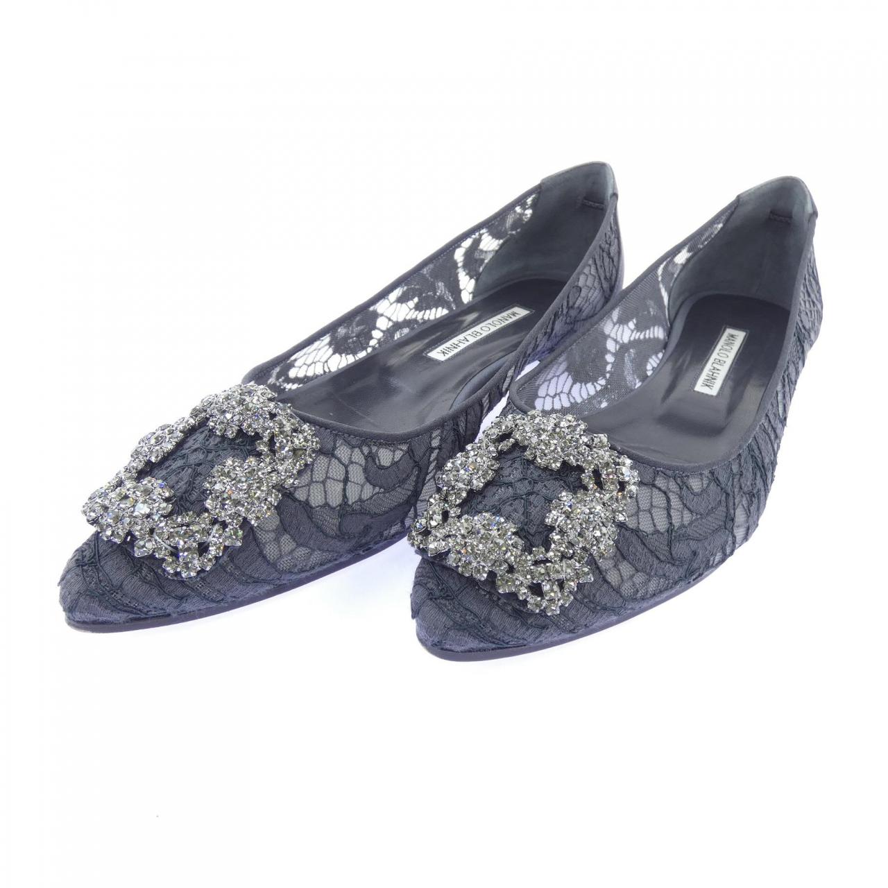 マノロブラニク MANOLO BLAHNIK HANGISIFLAT レース フラットシューズ