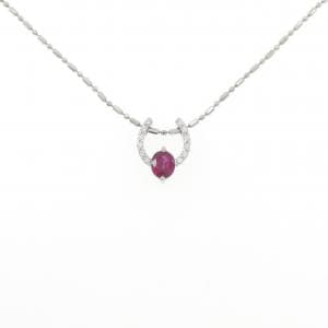 PT900/PT850 ルビー ネックレス 0.65CT