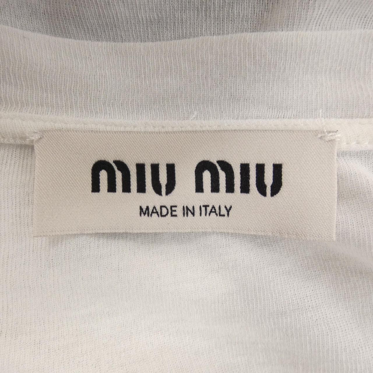 ミュウミュウ MIU MIU リブジャージー クロップド MT2155 SOOO 16J0 Tシャツ