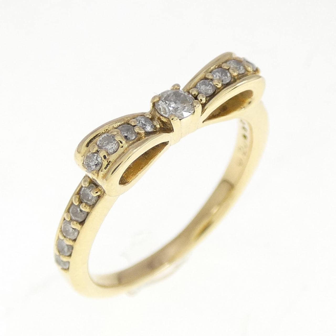 K18YG リボン ダイヤモンド リング 0.20CT