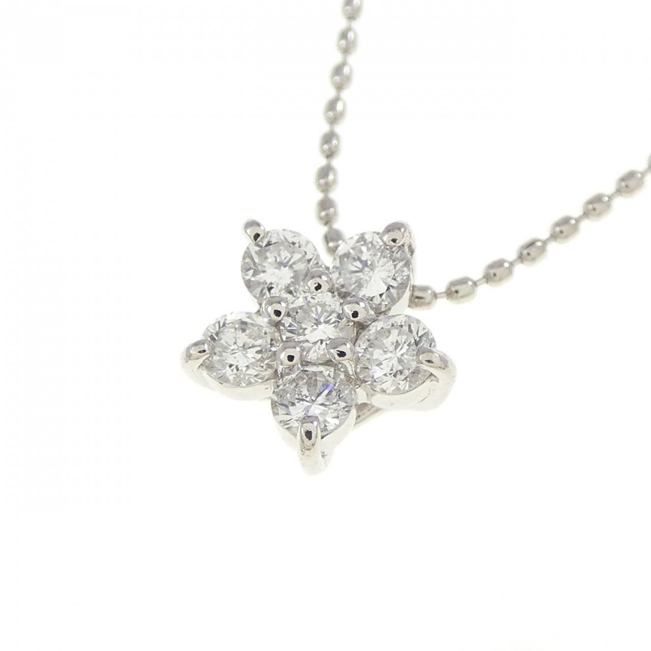 PT900/PT850 フラワー ダイヤモンド ネックレス 0.30CT