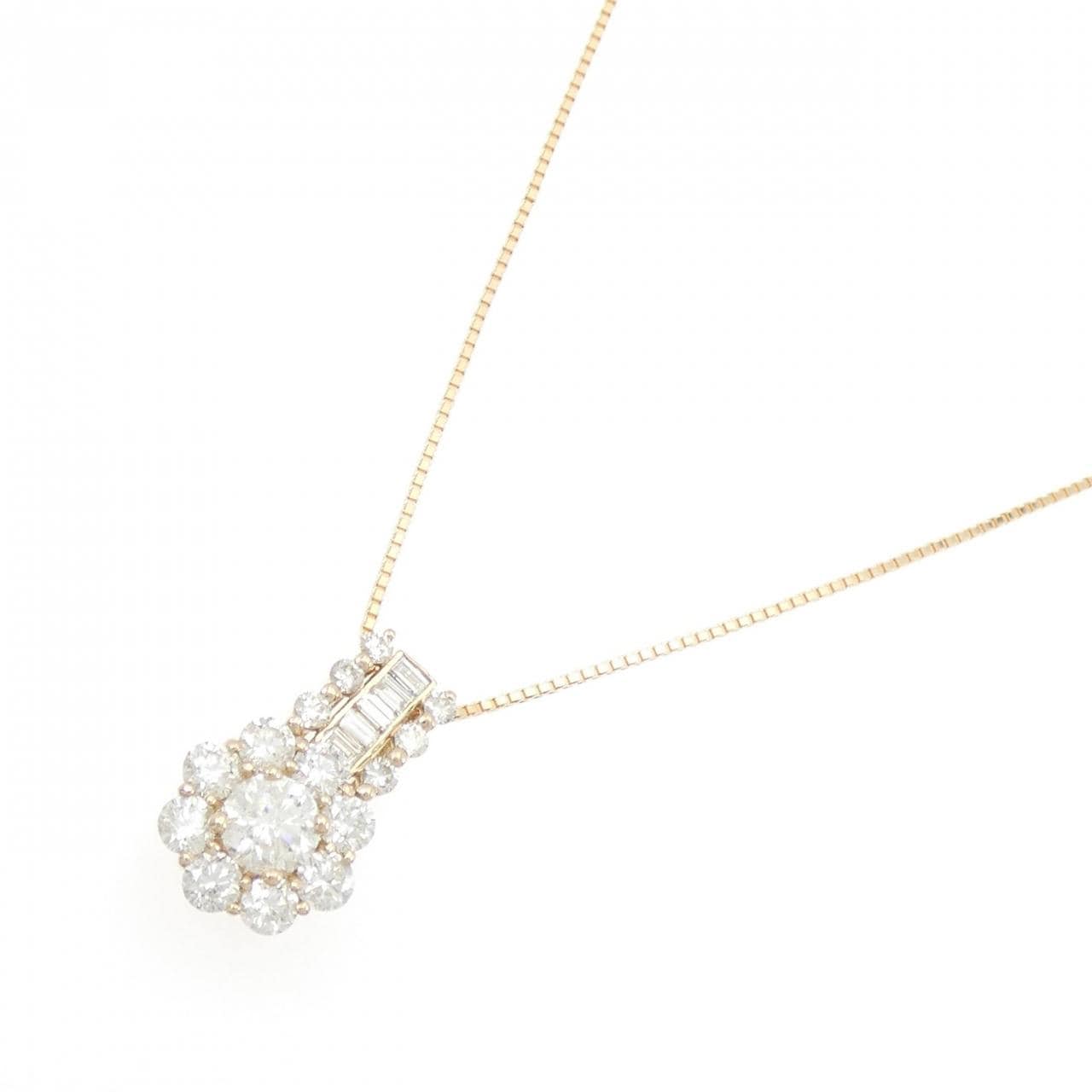 K18PG フラワー ダイヤモンド ネックレス 1.000CT