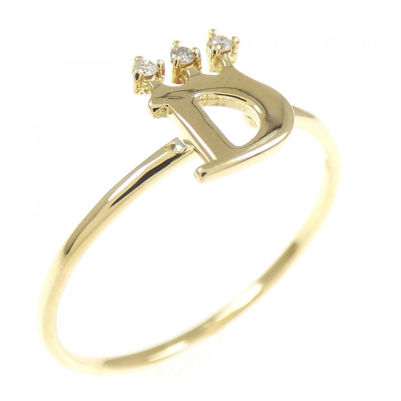 K18YG イニシャルD ダイヤモンド リング 0.01CT