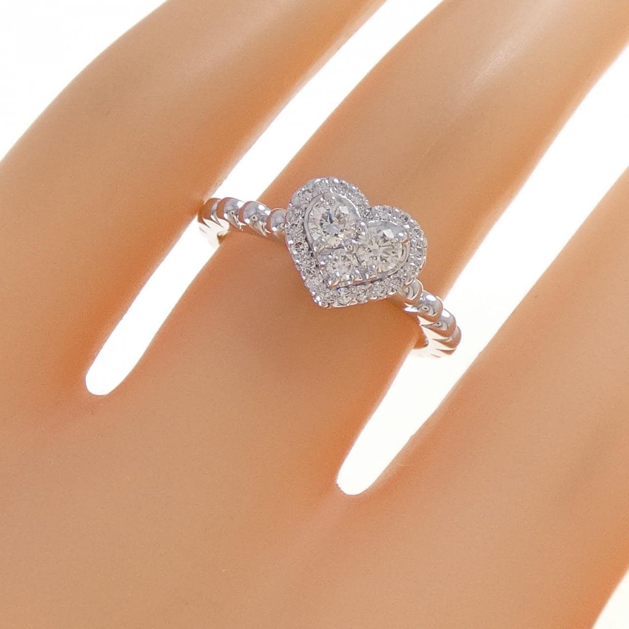 K18WG ハート ダイヤモンド リング 0.31CT