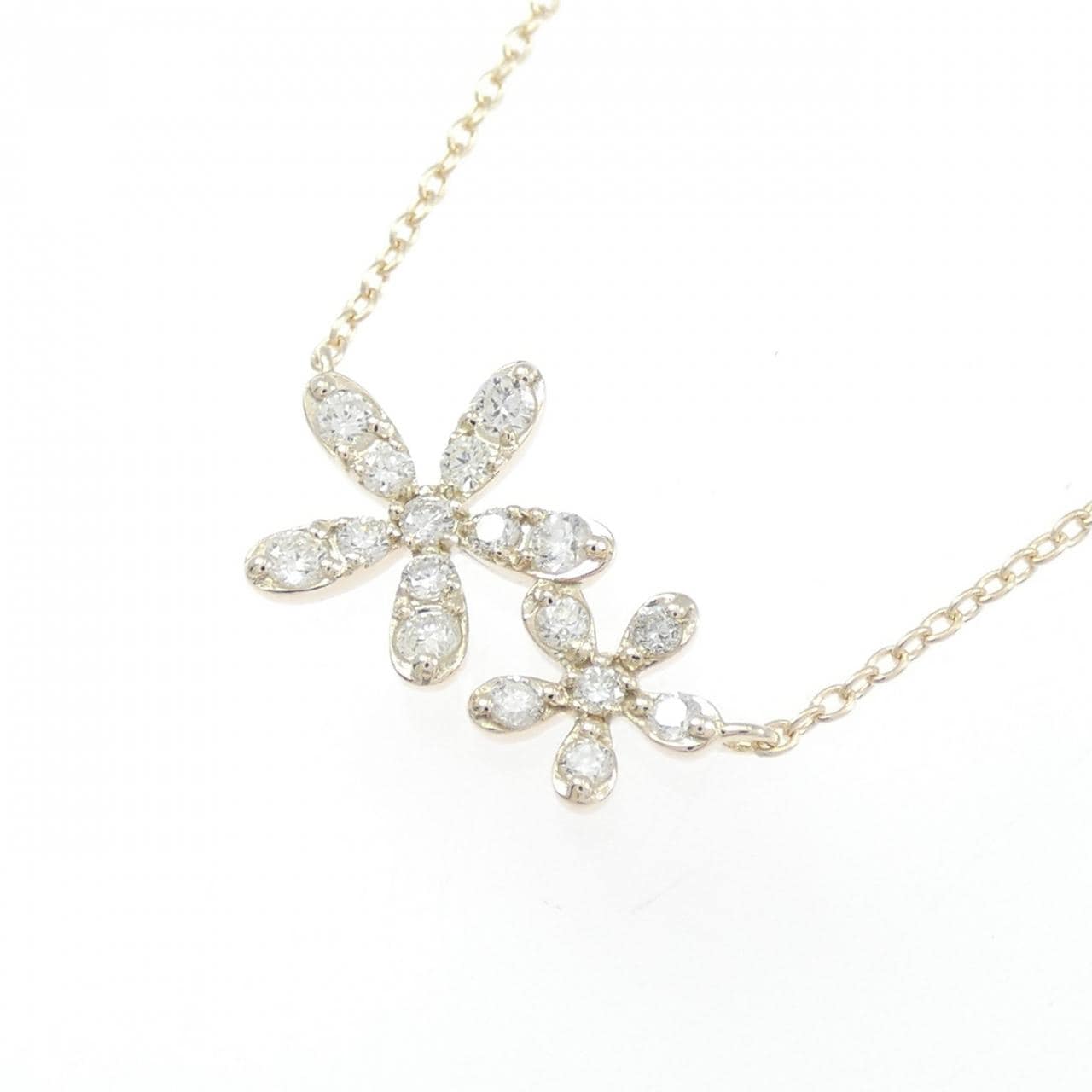 【リメイク】K10YG フラワー ダイヤモンド ネックレス 0.20CT