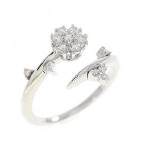 K18WG フラワー ダイヤモンド リング 0.15CT