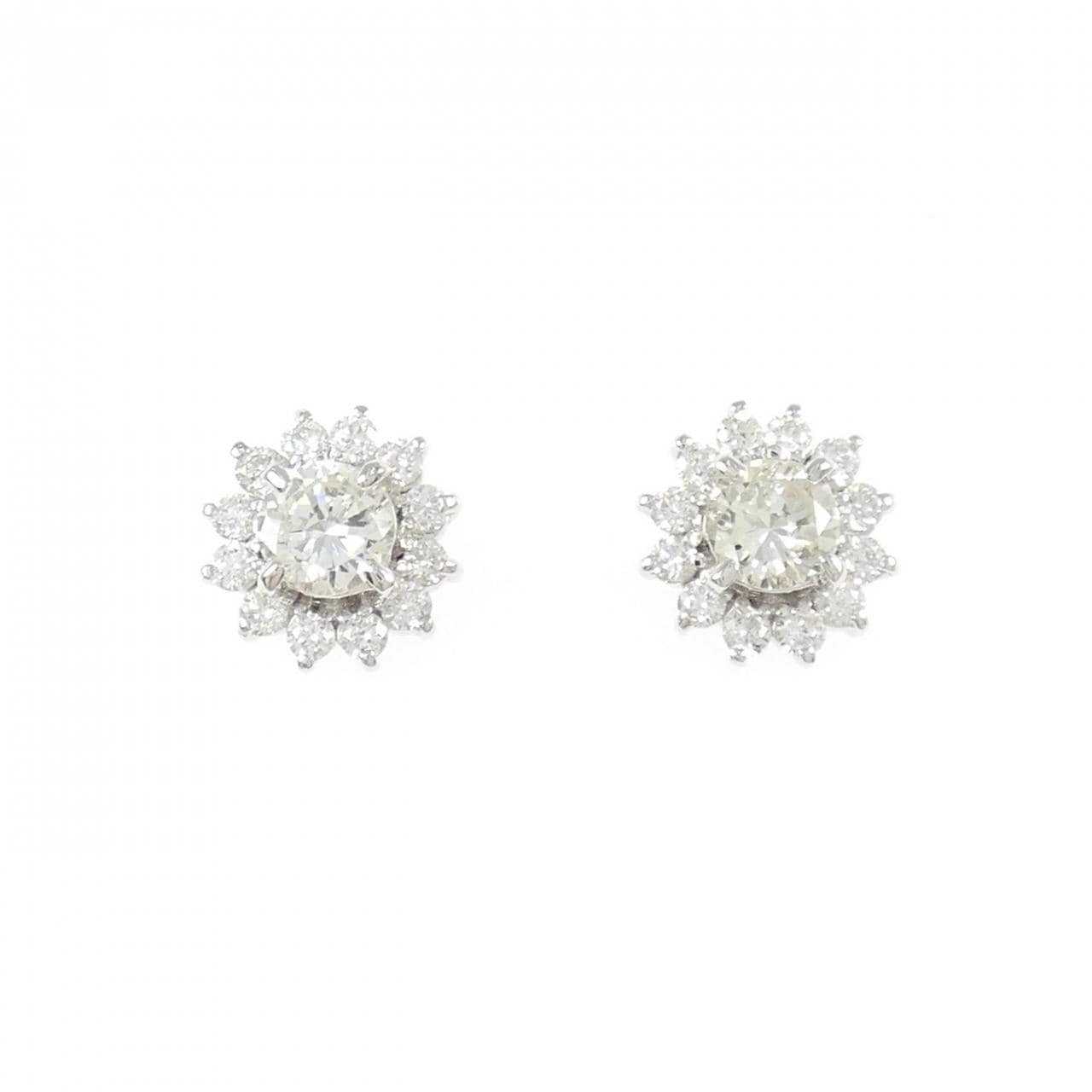 PT900 フラワー ダイヤモンド ピアス 0.78CT