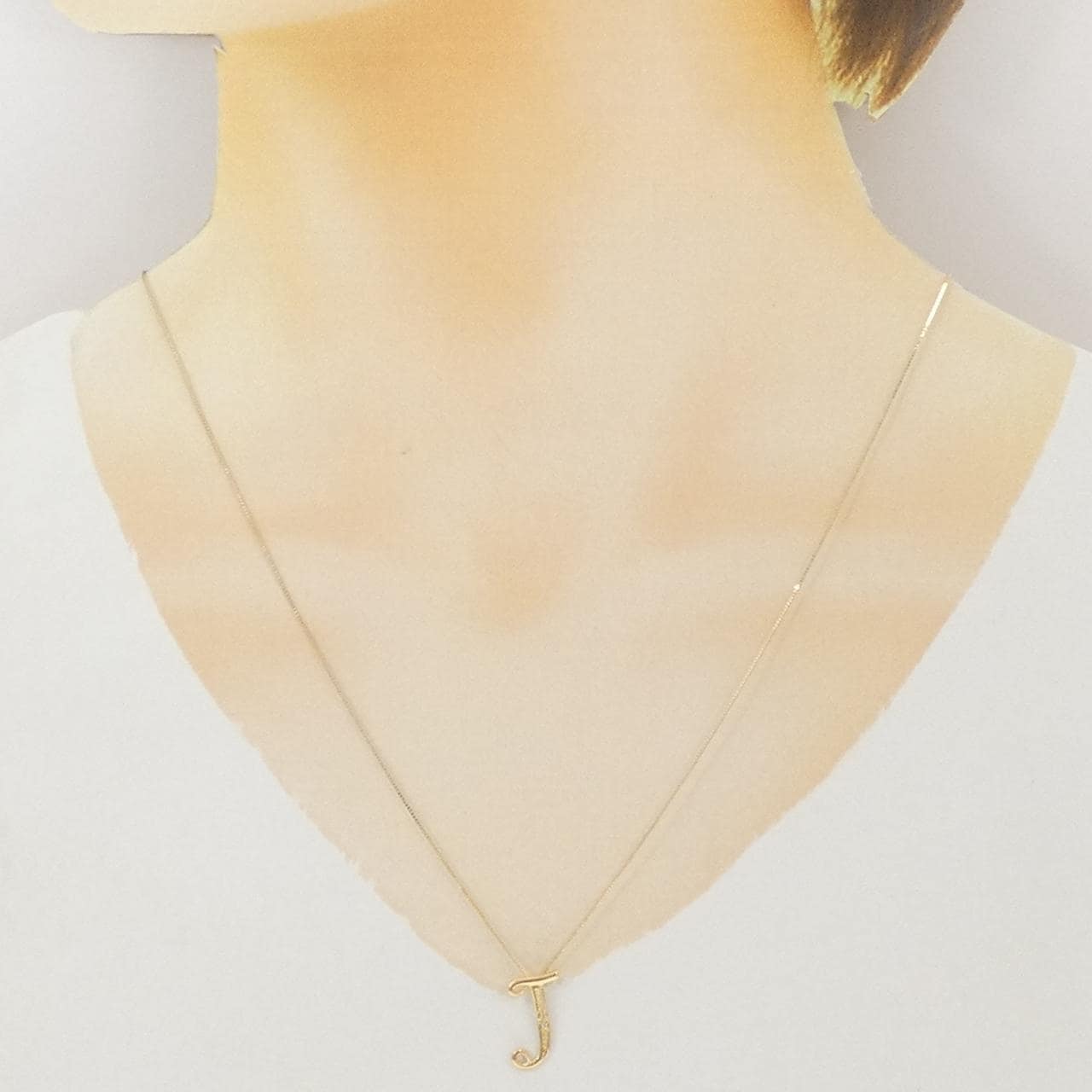K18YG イニシャルJ ダイヤモンド ネックレス 0.01CT