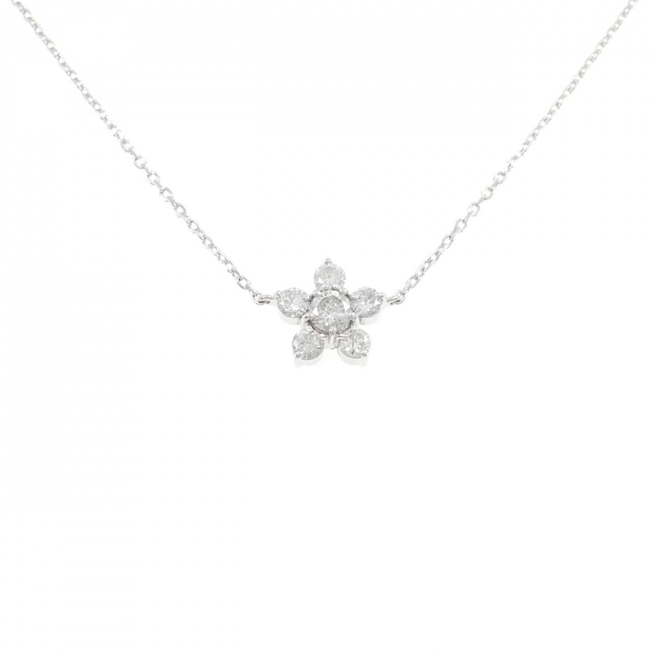 PT900/PT850 フラワー ダイヤモンド ネックレス 0.25CT
