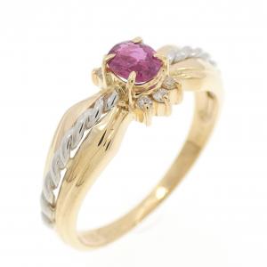 K18YG/PT850 ルビー リング 0.24CT