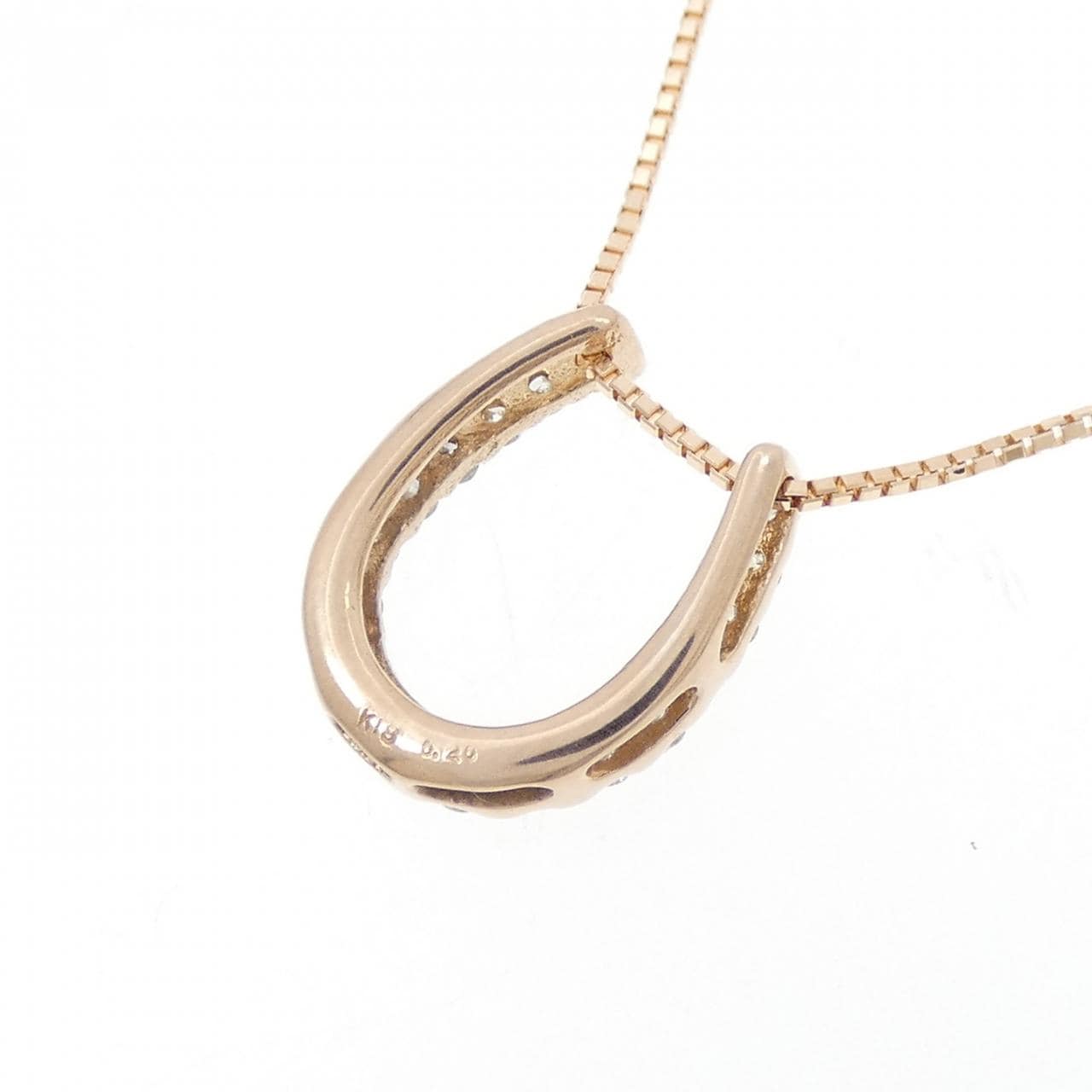 K18PG Horseshoe Diamond Necklace 0.20CT