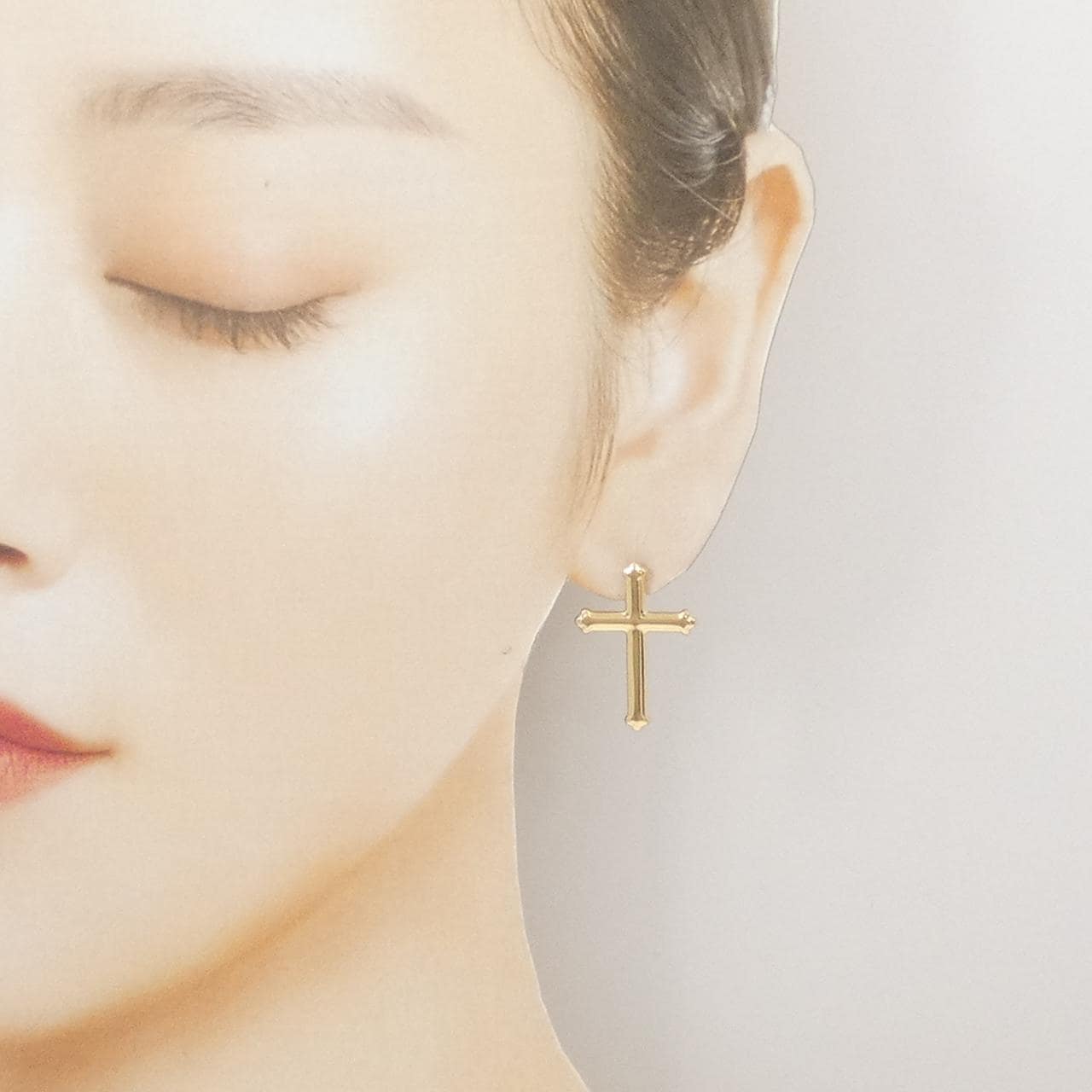【新品】K18YG クロス ピアス