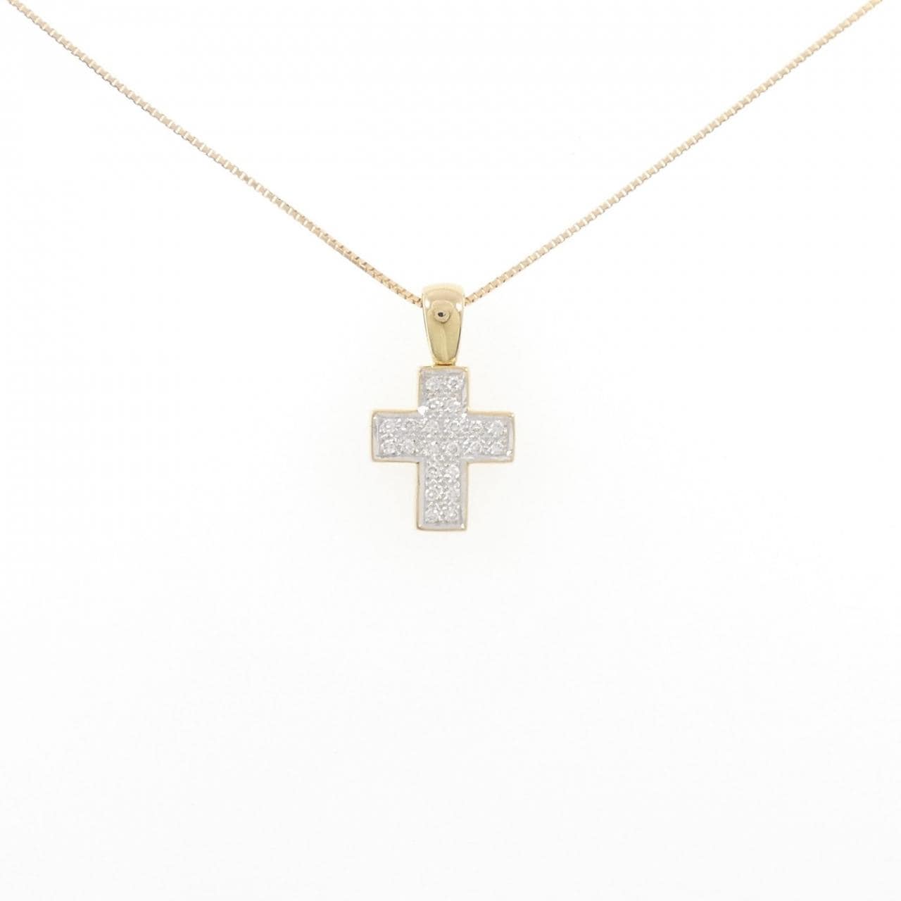 750YG/750WG/K18YG Cross Diamond Necklace 0.11CT