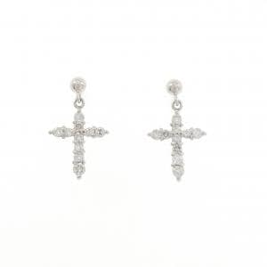 PT900 クロス ダイヤモンド ピアス 0.30CT