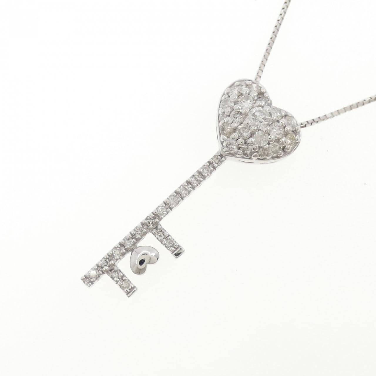 K18WG ハート×キー ダイヤモンド ネックレス 0.60CT