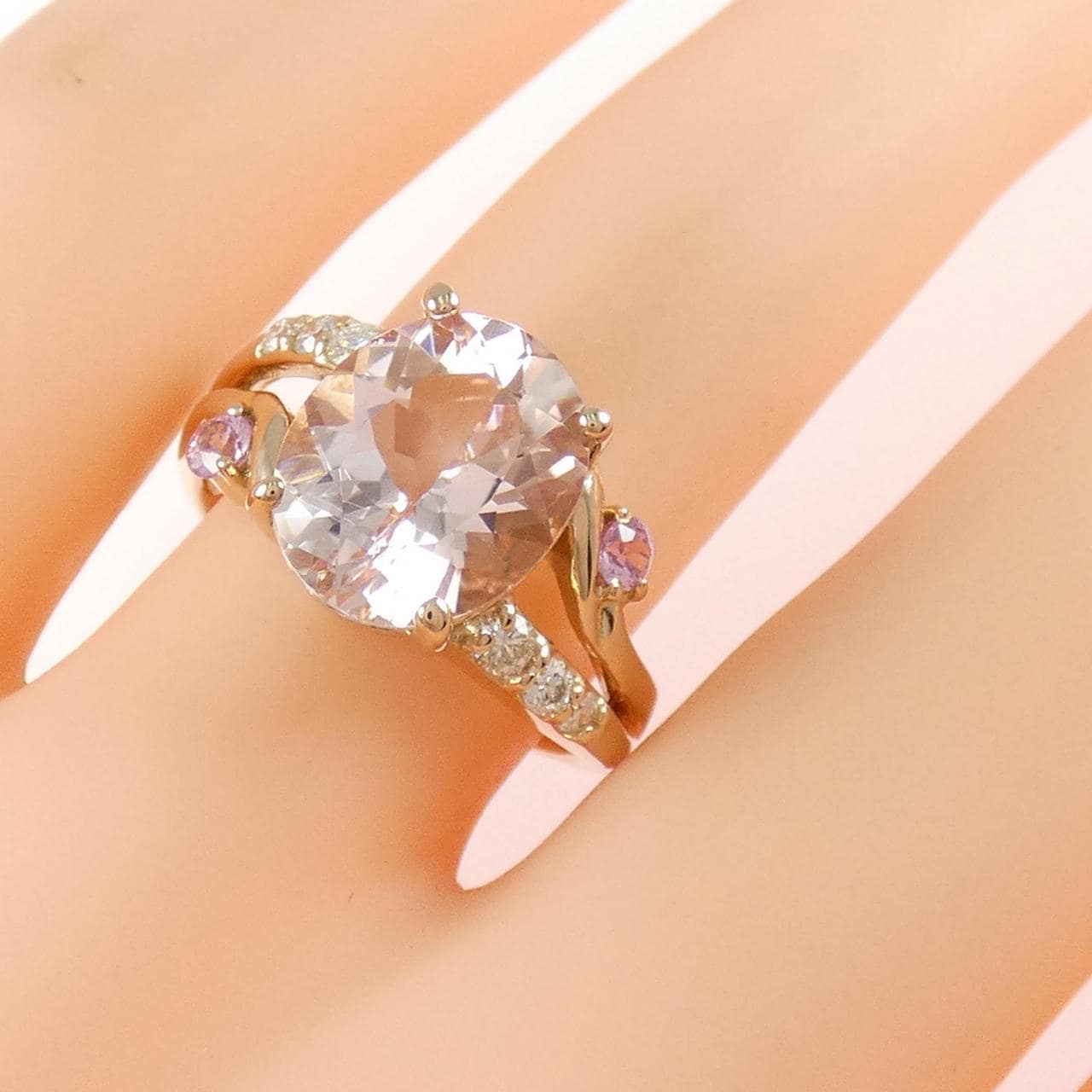 K18PG モルガナイト リング 3.03CT