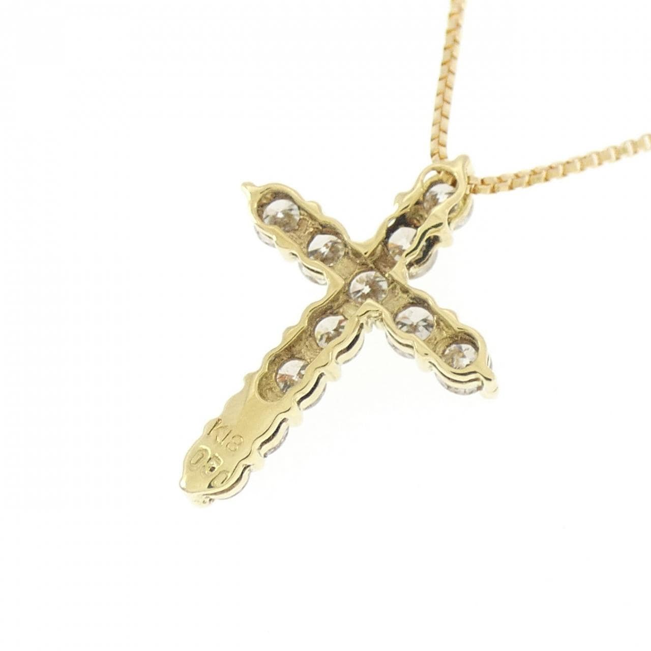 K18YG クロス ダイヤモンド ネックレス 0.50CT