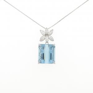 PT900/PT850 フラワー アクアマリン ネックレス 23.020CT