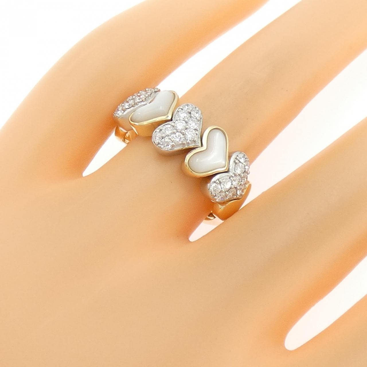 ジーエスティービー ハート マザーオブパール リング