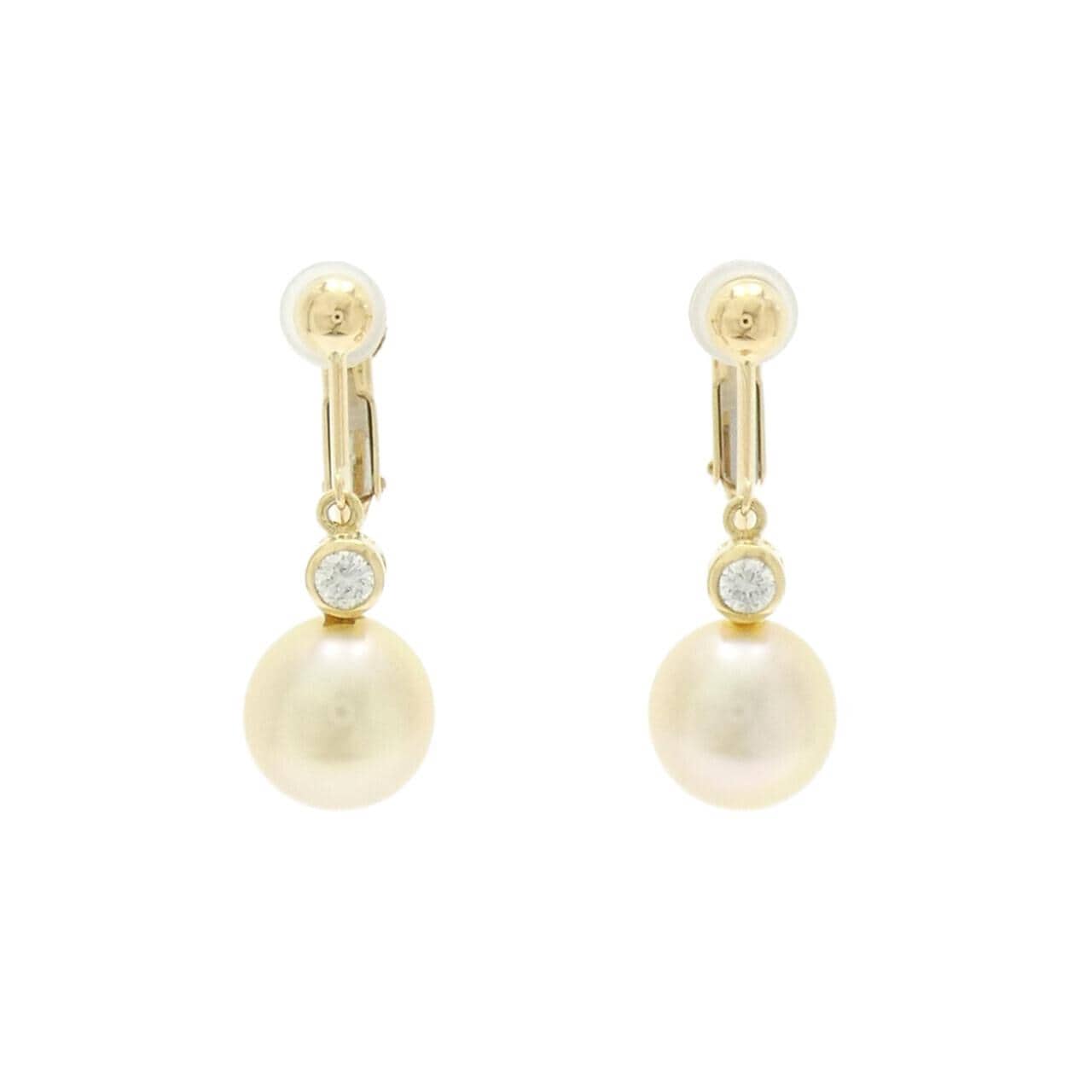 K18YG 白蝶パール イヤリング 9.2mm