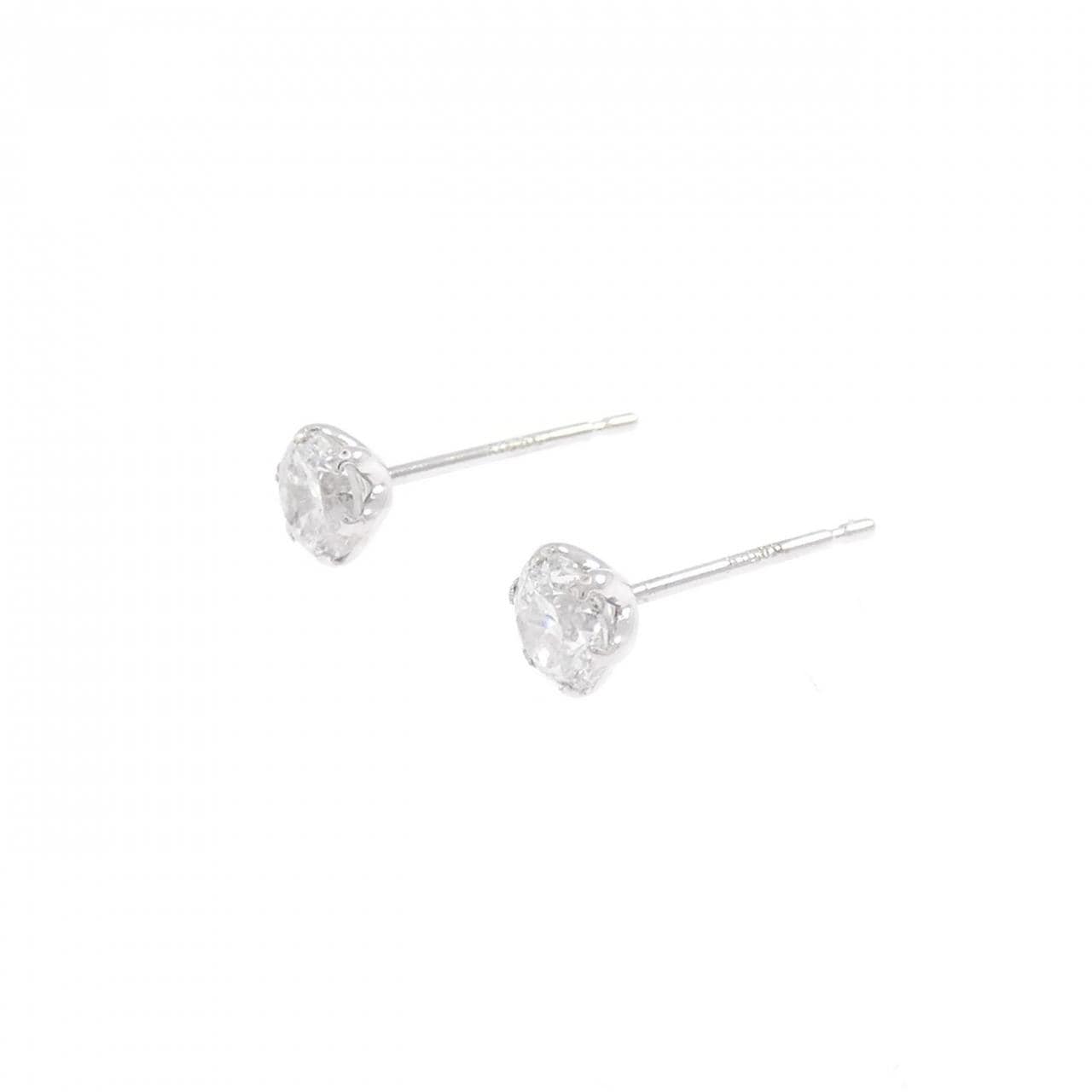 K18WG ソリティア ダイヤモンド ピアス 0.50CT