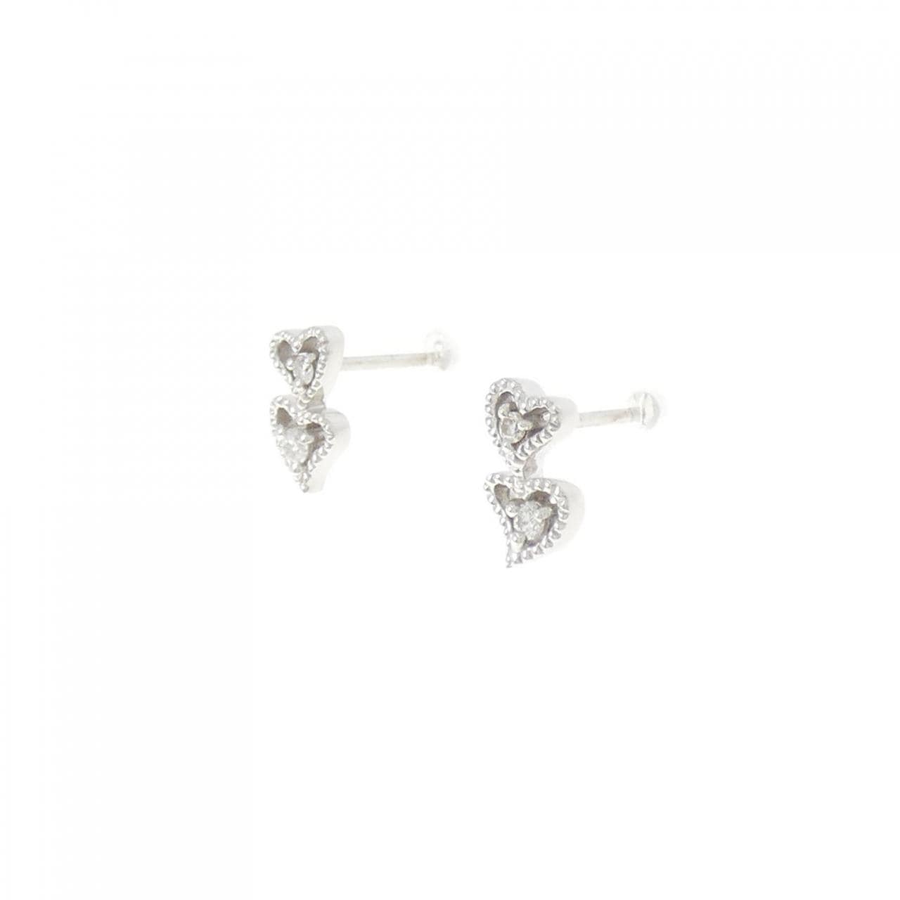 K18WG heart Diamond earrings