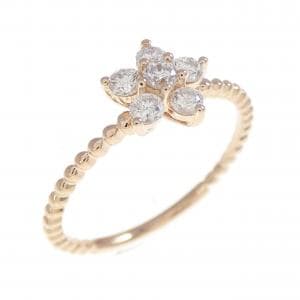 K18PG フラワー ダイヤモンド リング 0.25CT