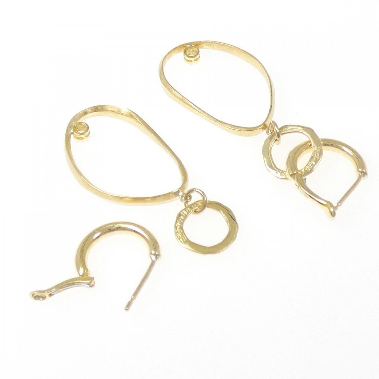 750YG/K18YG 2WAY ダイヤモンド ピアス 0.074CT