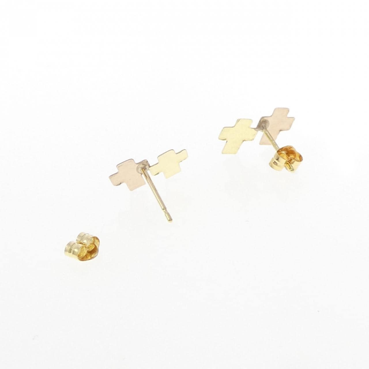 K18YG/K18PG クロス ピアス