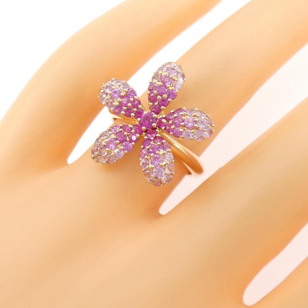K18PG/K18WG フラワー サファイヤ リング 2.01CT