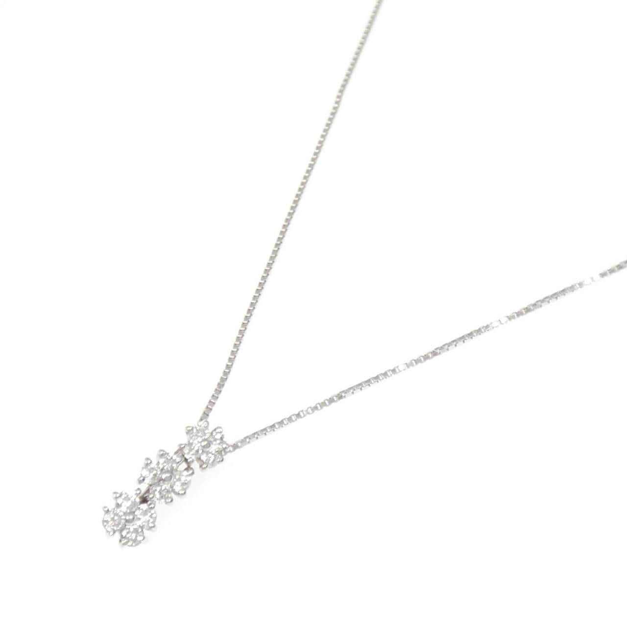 K18WG フラワー ダイヤモンド ネックレス 0.30CT