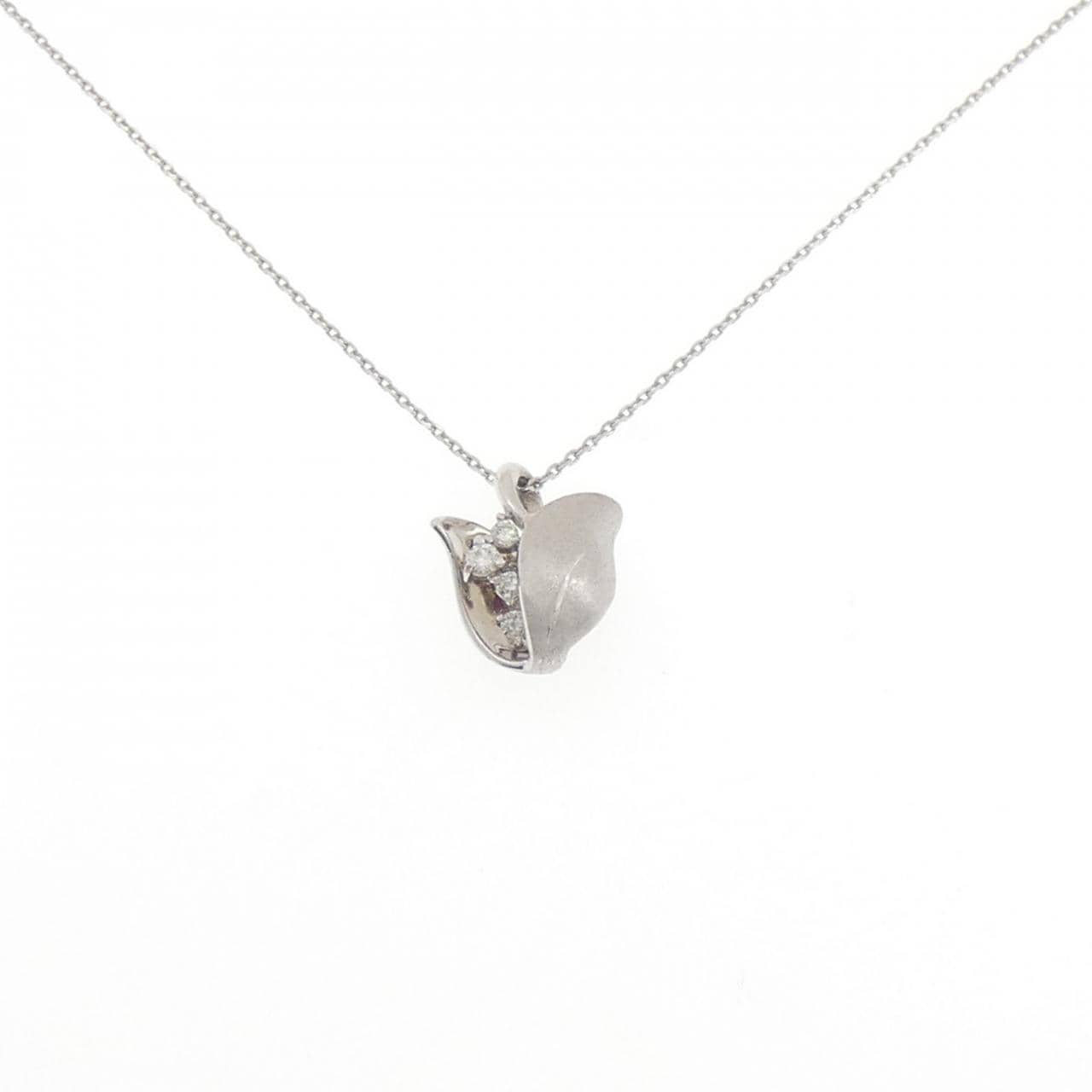 PT900/PT850 フラワー ルビー ネックレス 0.08CT