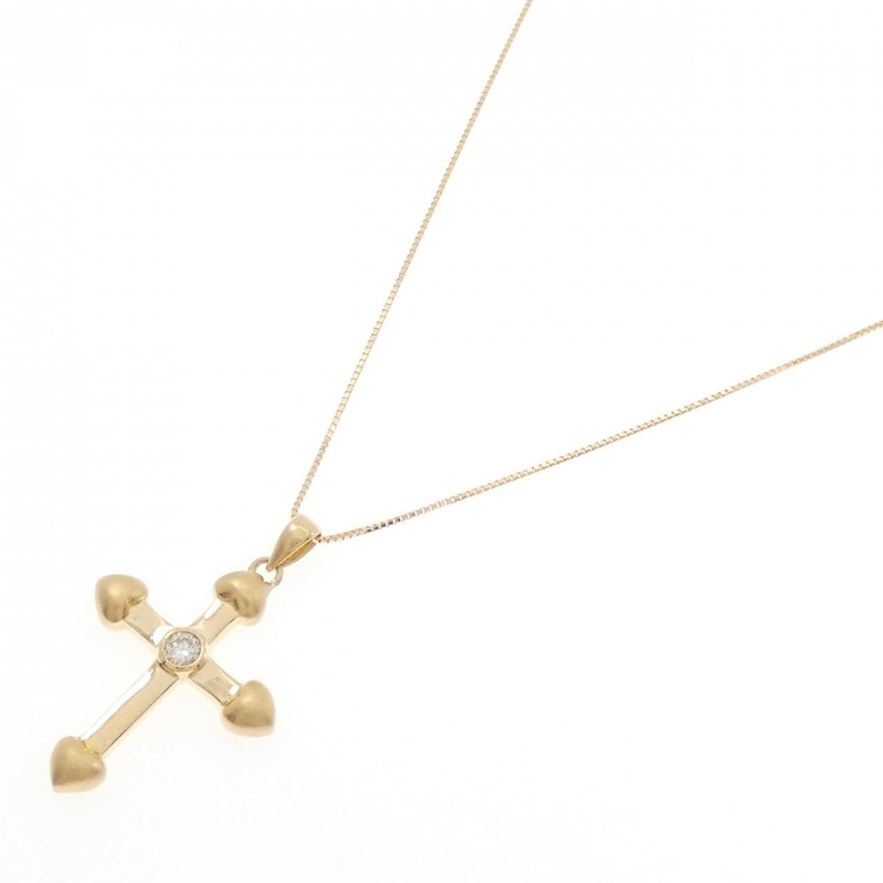 K18YG クロス ダイヤモンド ネックレス 0.15CT