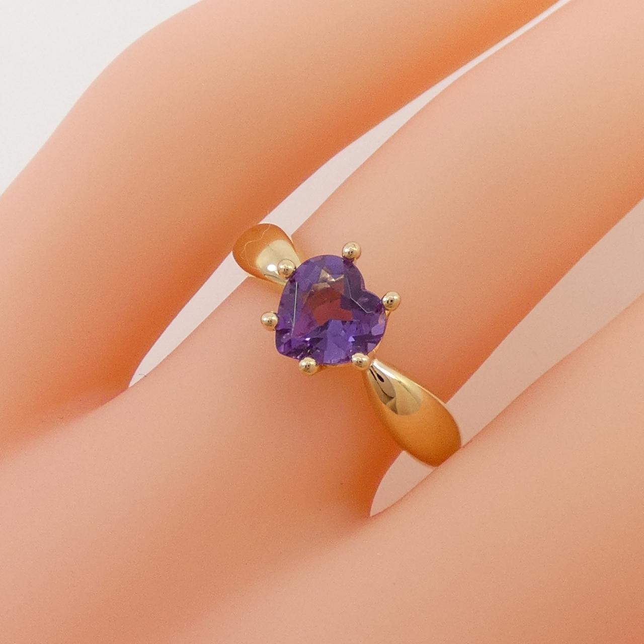 K18YG heart amethyst ring