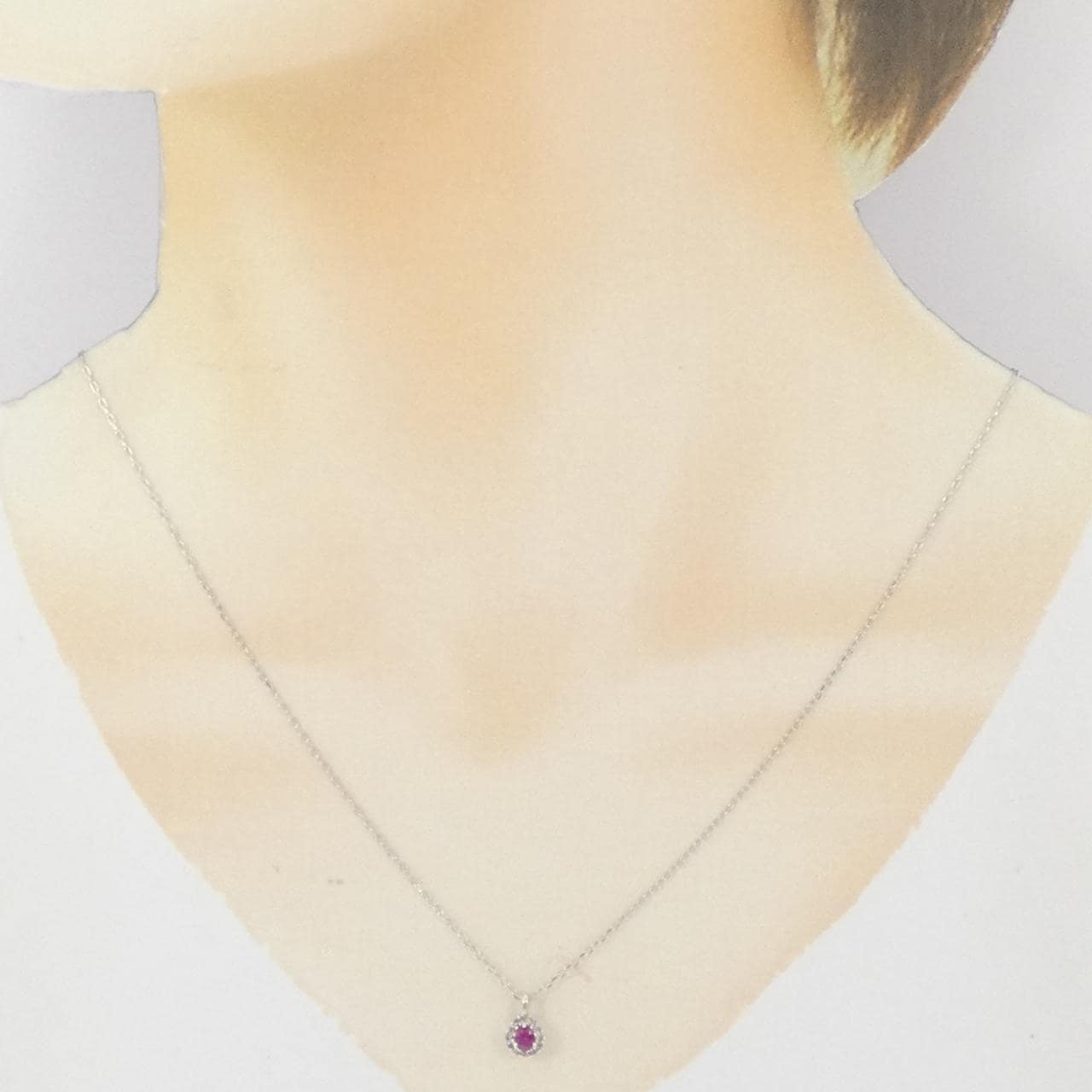 K18WG ルビー ネックレス 0.14CT