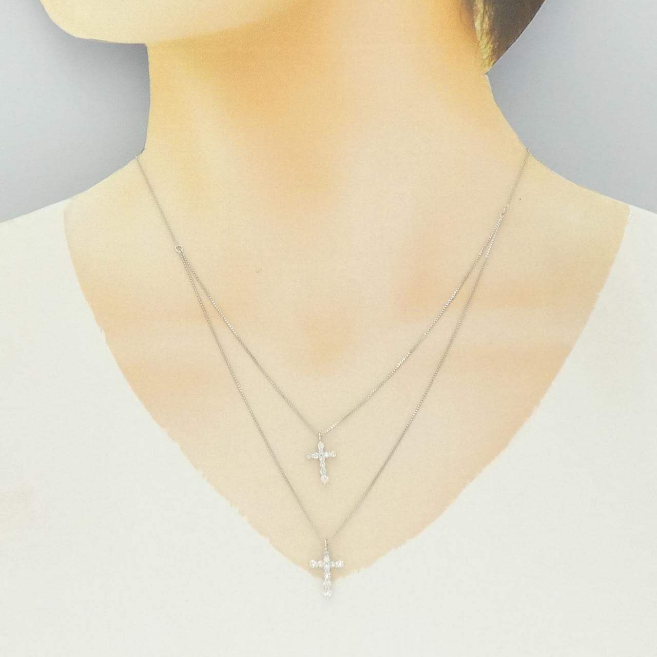 PT900/PT850 クロス ダイヤモンド ネックレス 0.50CT