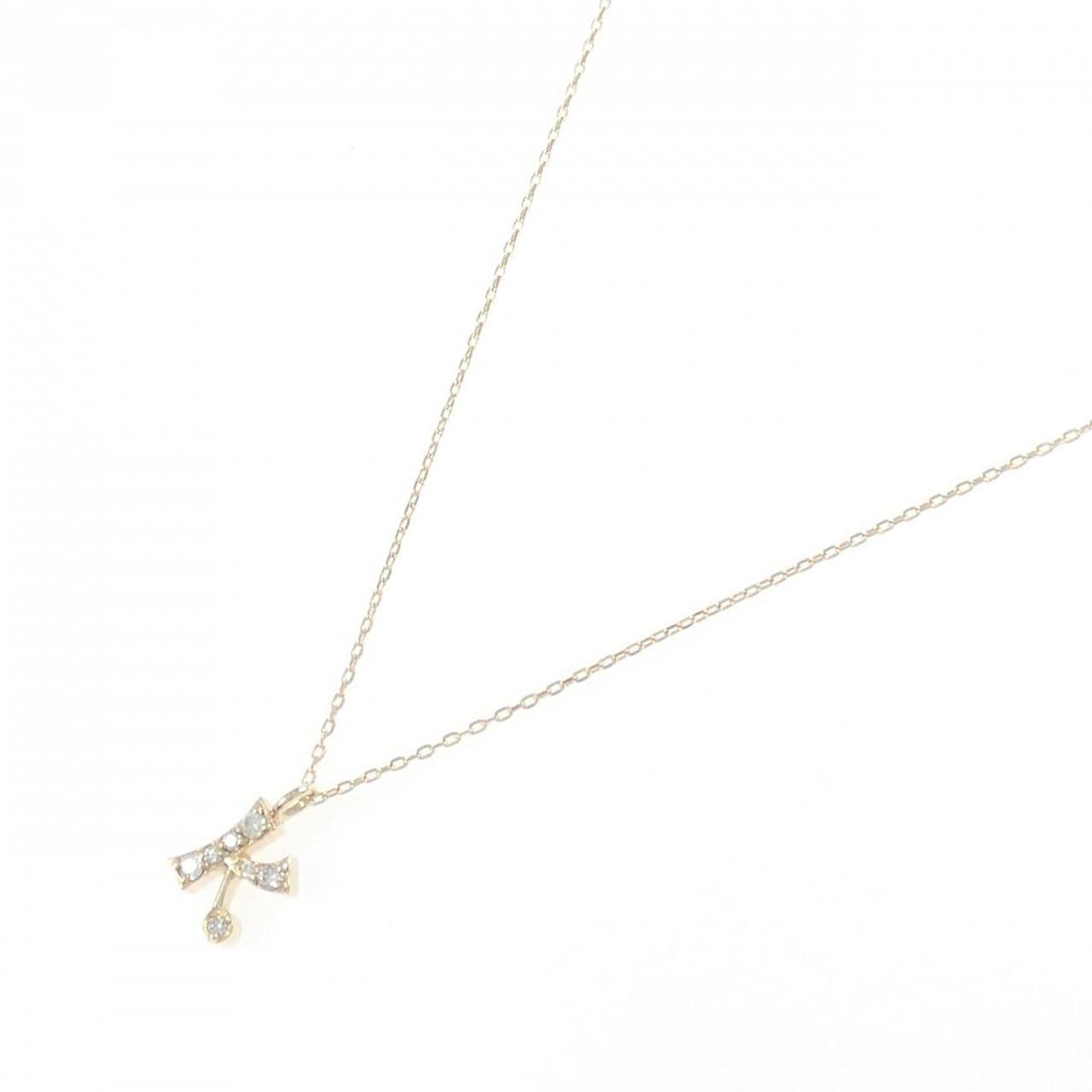 K10YG イニシャルK ダイヤモンド ネックレス 0.05CT