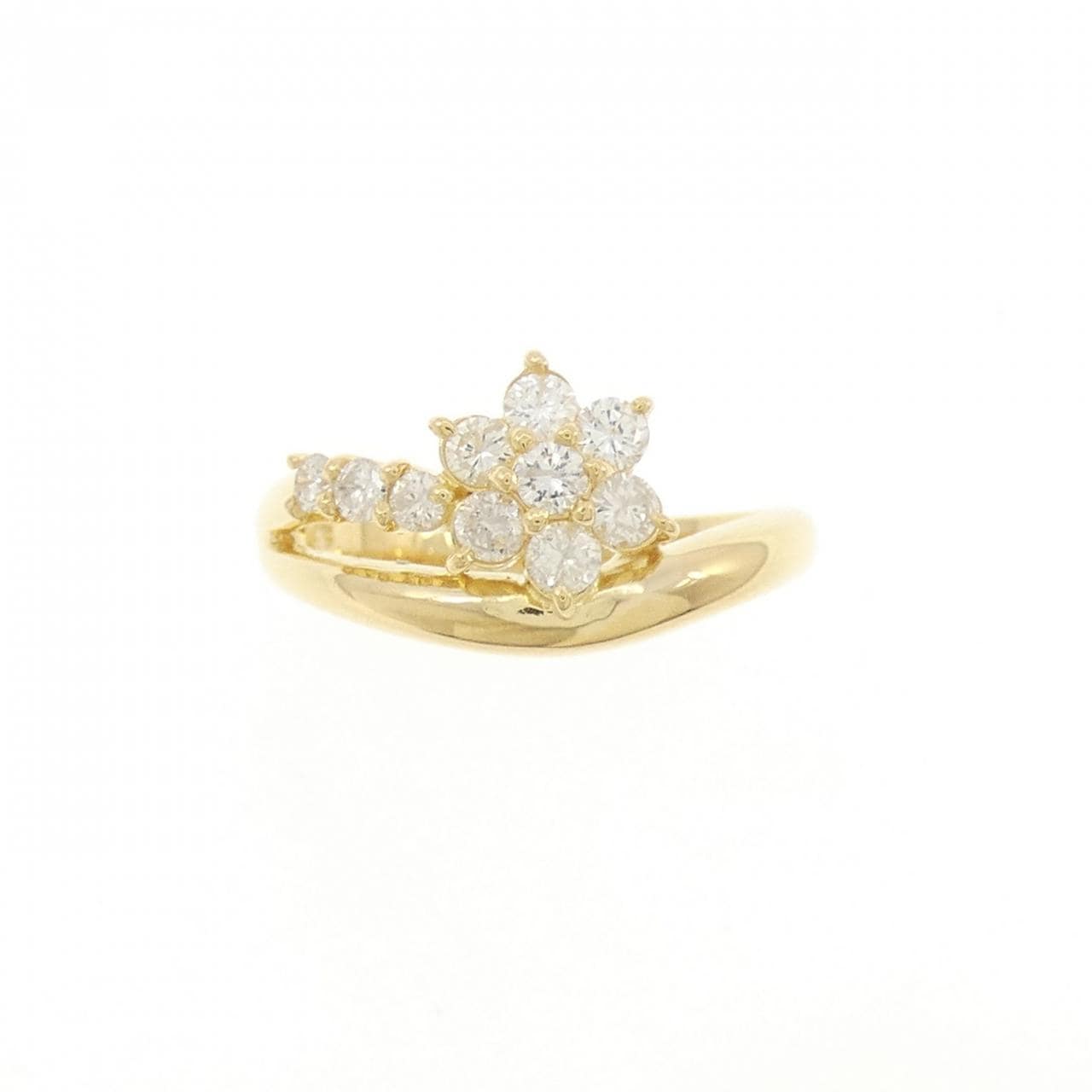 K18YG フラワー ダイヤモンド リング 0.5CT