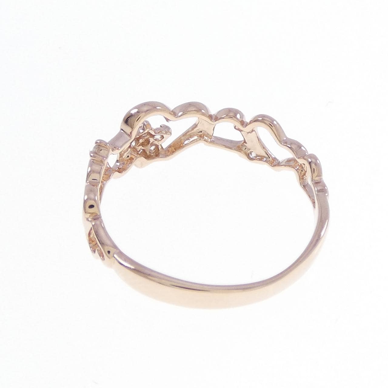 K10PG ハート ダイヤモンド リング