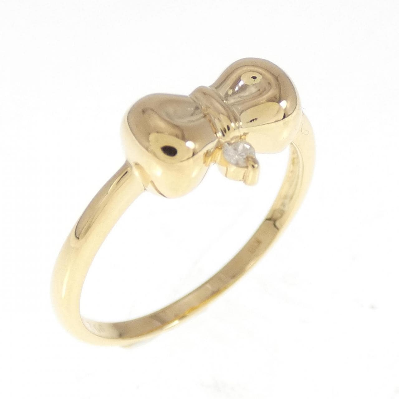 K18YG リボン ダイヤモンド リング 0.02CT
